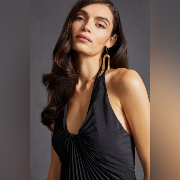 Anthropologie Pleated Halter Maxi Dress - Picture 2 of 8